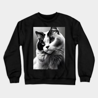 Black and White Cat - Modern Digital Art Crewneck Sweatshirt